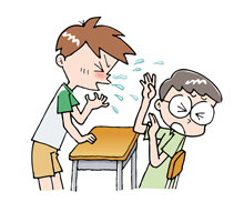 くしゃみをするときは… (悪い例)